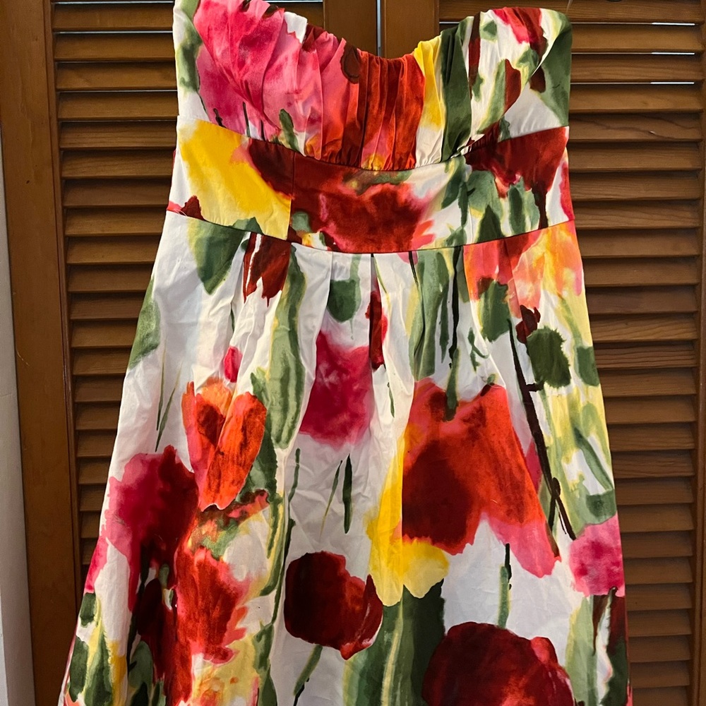 SPEECHLESS Strapless Dress Multicolor watercolor Floral Print Size 13 - Picture 2 of 10
